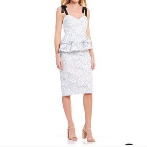 Gianni Bini Janice Peplum Embroidered White Dress